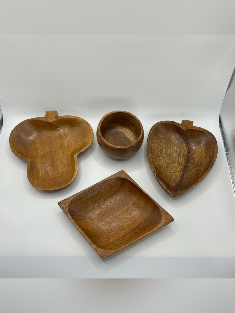 Vintage Set (3) of Monkey Pod Wooden Serving Dishes/Bowls